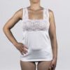 Canottiera a spalla larga in pizzo con costina Art. RB0111 bianco