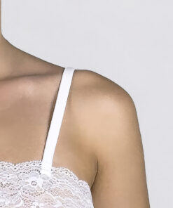 Canottiera a spalla stretta con pizzo e balza Art. RB0110 bianco