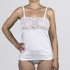Canottiera a spalla stretta con pizzo e balza Art. RB0110 bianco