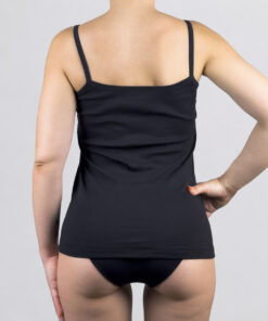 Canottiera a spalla stretta con pizzo e balza Art. RB0110 nero