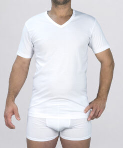 Maglia a manica corta con scollo a V Art. 601418 bianco