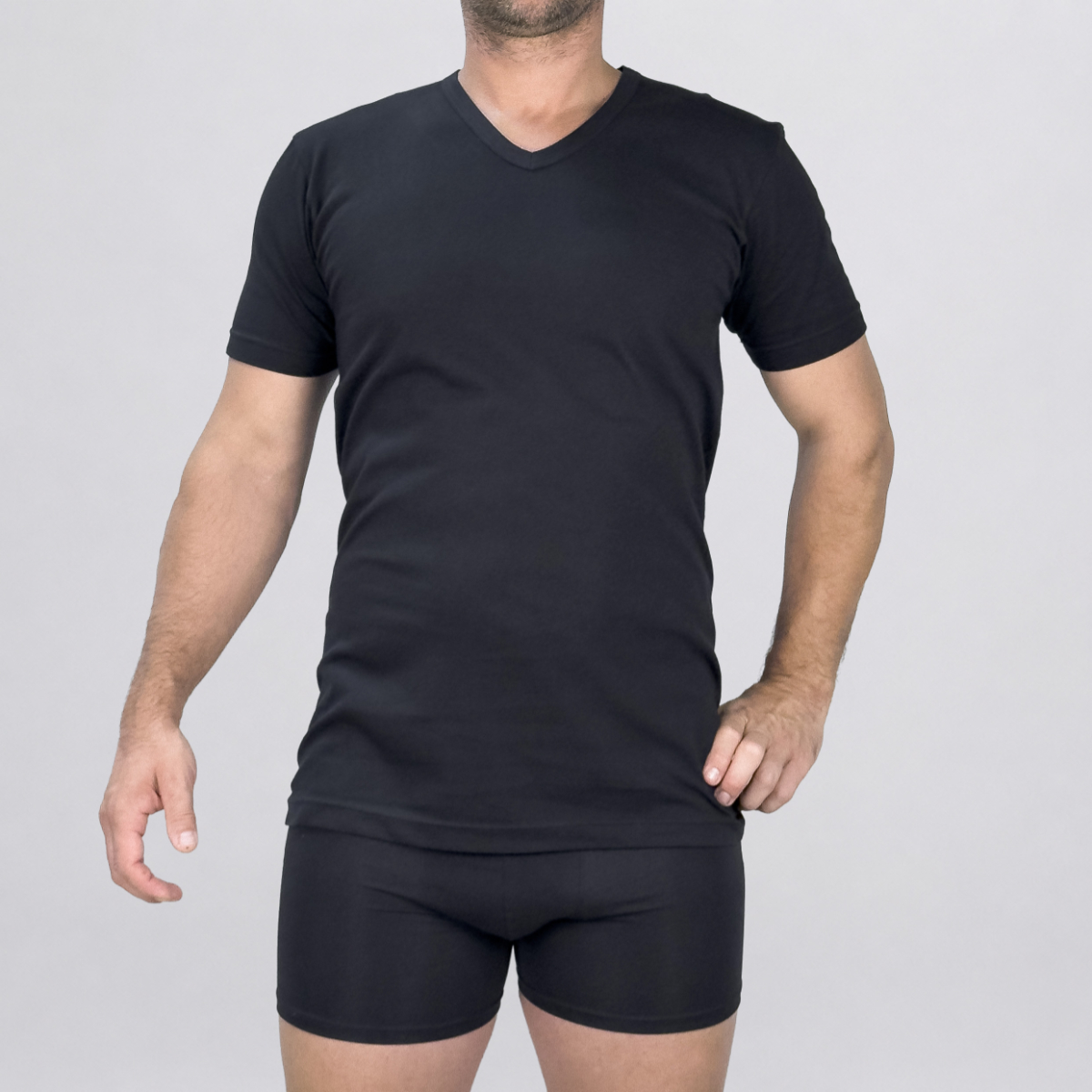 Maglia a manica corta con scollo a V Art. 601418 nero