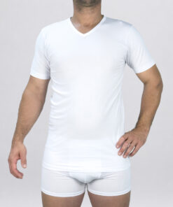 Maglietta a manica corta con collo a V Art. FOX bianco