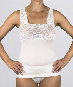 Canottiera a spalla larga con pizzo Art. RB2300 bianco