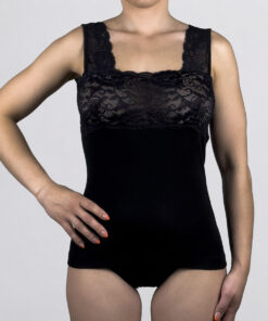 Canottiera a spalla larga con pizzo Art. RB2300 nero