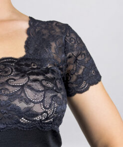 Maglietta corta con pizzo in lana e microfibra Art. RB2310 nero
