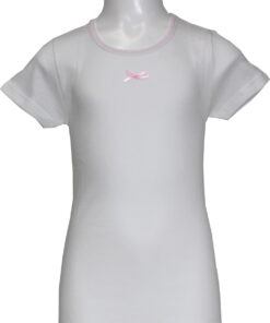 Maglietta manica corta bambina interlock Ma.Re. bianca con fiocchetto-5282