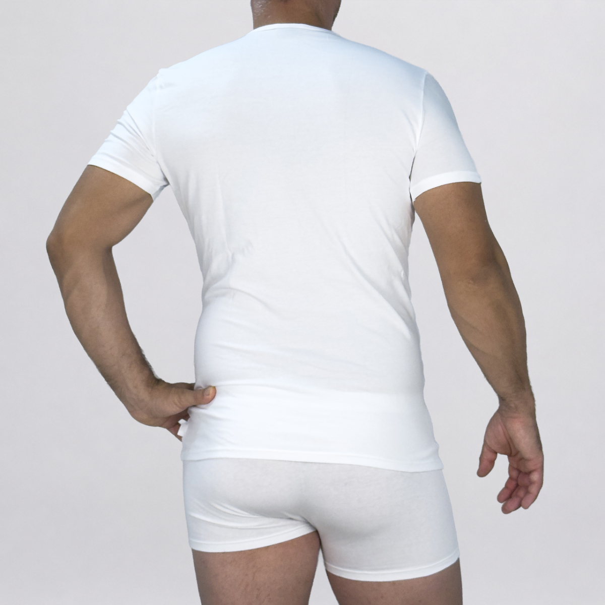 T-Shirt girocollo in cotone elasticizzato Art. L05XU bianco