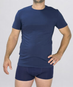 T-Shirt girocollo in cotone elasticizzato Art. L05XU blu