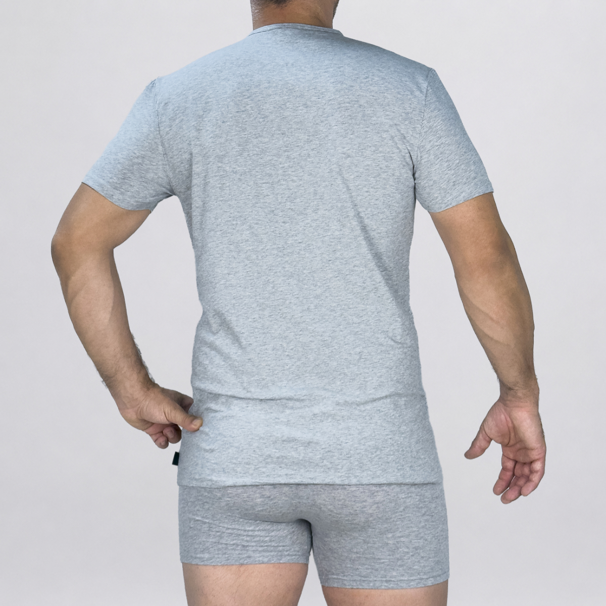T-Shirt girocollo in cotone elasticizzato Art. L05XU grigio melange