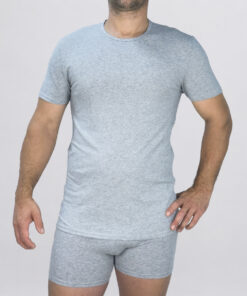 T-Shirt girocollo in cotone elasticizzato Art. L05XU grigio melange