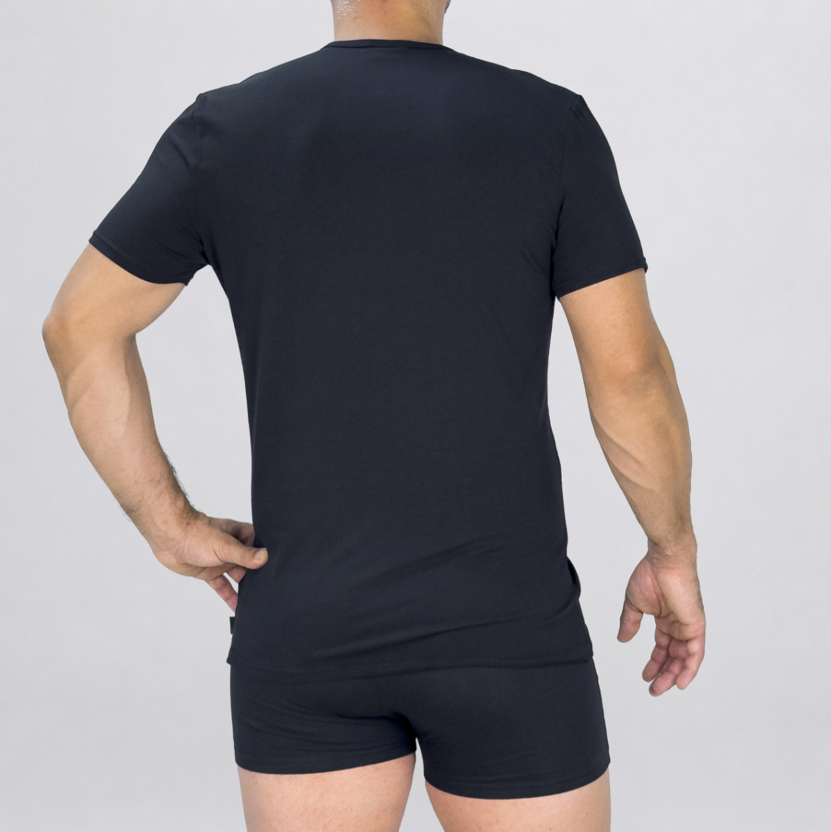 T-Shirt girocollo in cotone elasticizzato Art. L05XU nero