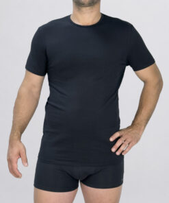 T-Shirt girocollo in cotone elasticizzato Art. L05XU nero