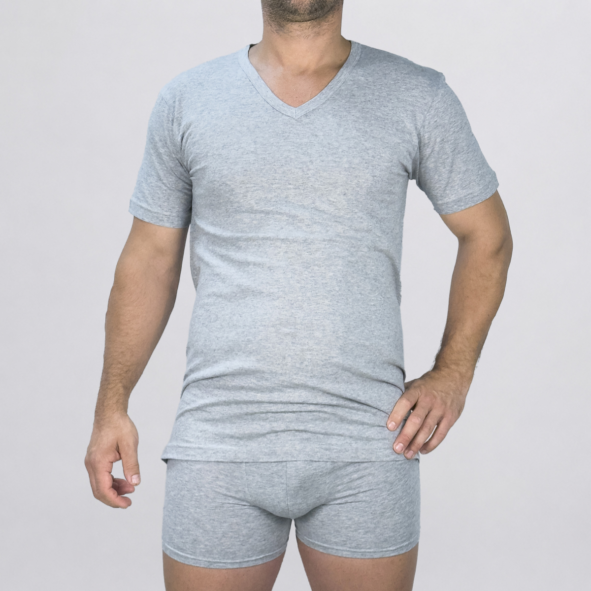 Maglia a manica corta con scollo a V Art. 601418 argento